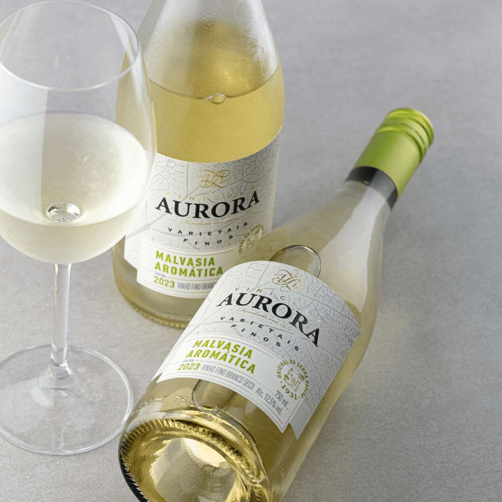 Garrafas de vinho branco Aurora Malvasia Aromática